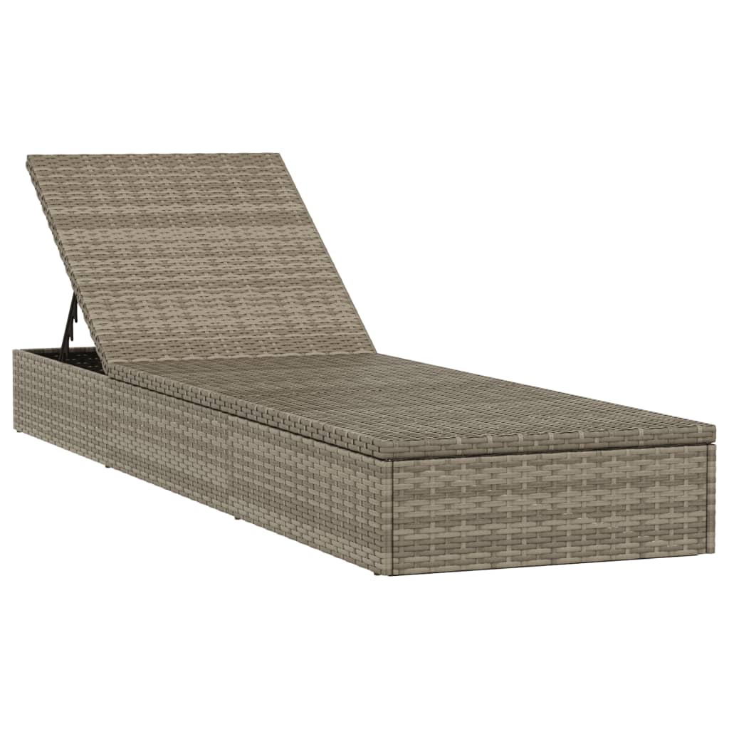 vidaXL Lettino Prendisole 1 pz con Tavolino Grigio in Polyrattan