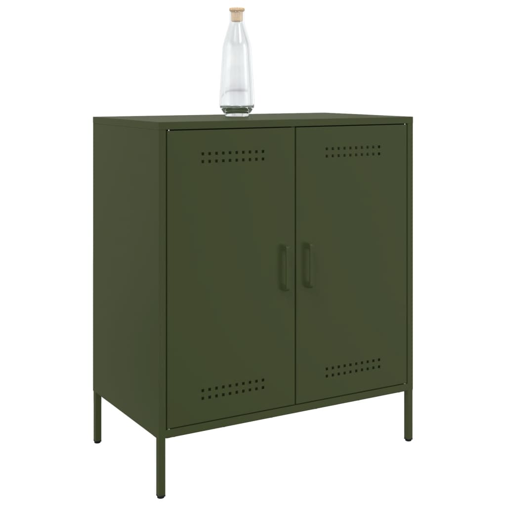 vidaXL Credenza Verde Oliva 68x39x79 cm in Acciaio