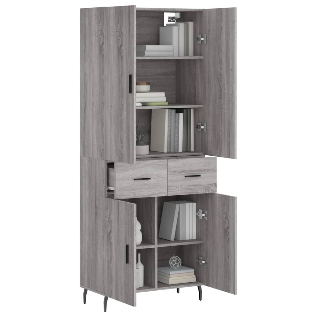 vidaXL Credenza Grigio Sonoma 69,5x34x180 cm in Legno Multistrato