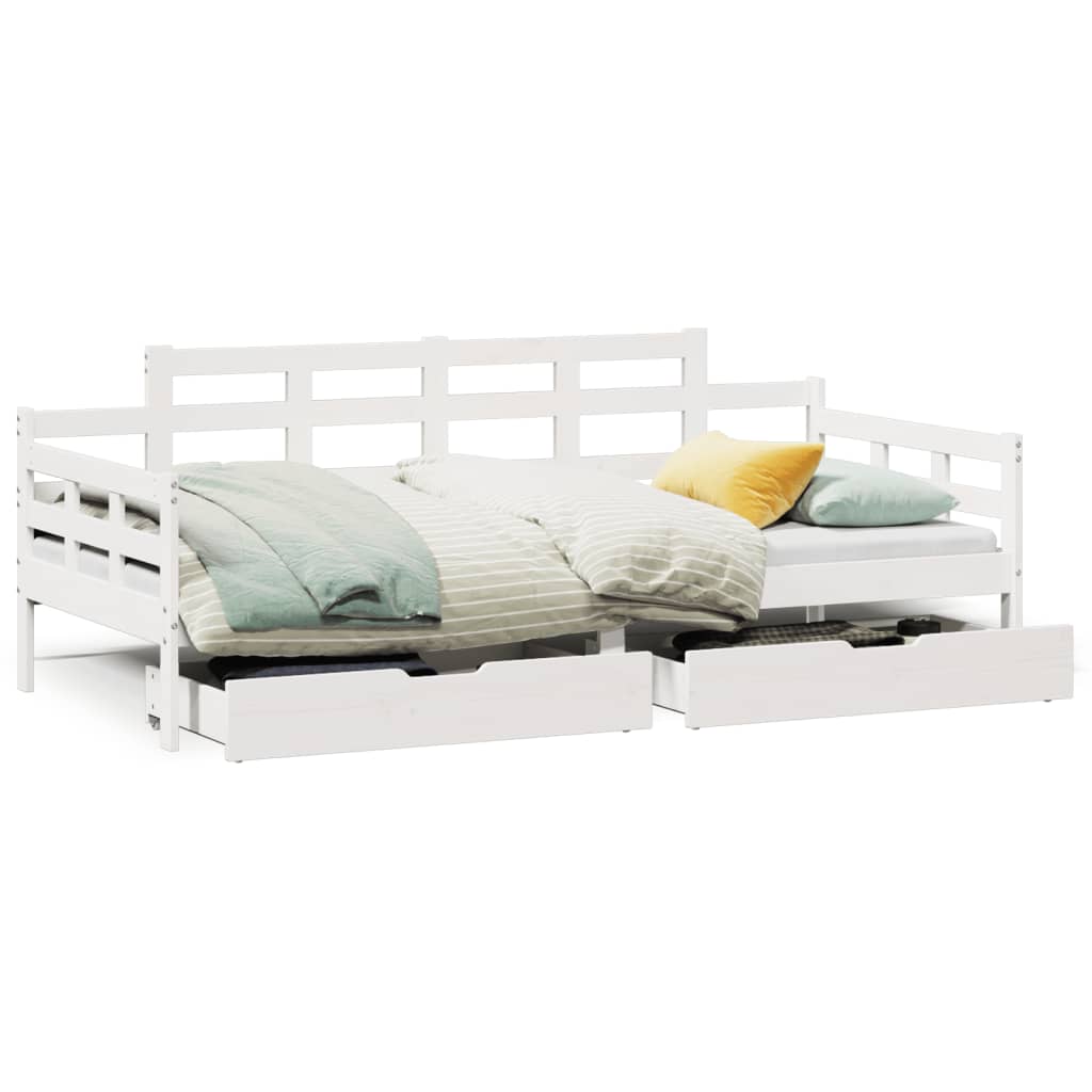 vidaXL Dormeuse con Cassetti Bianca 80x200 cm Legno Massello di Pino