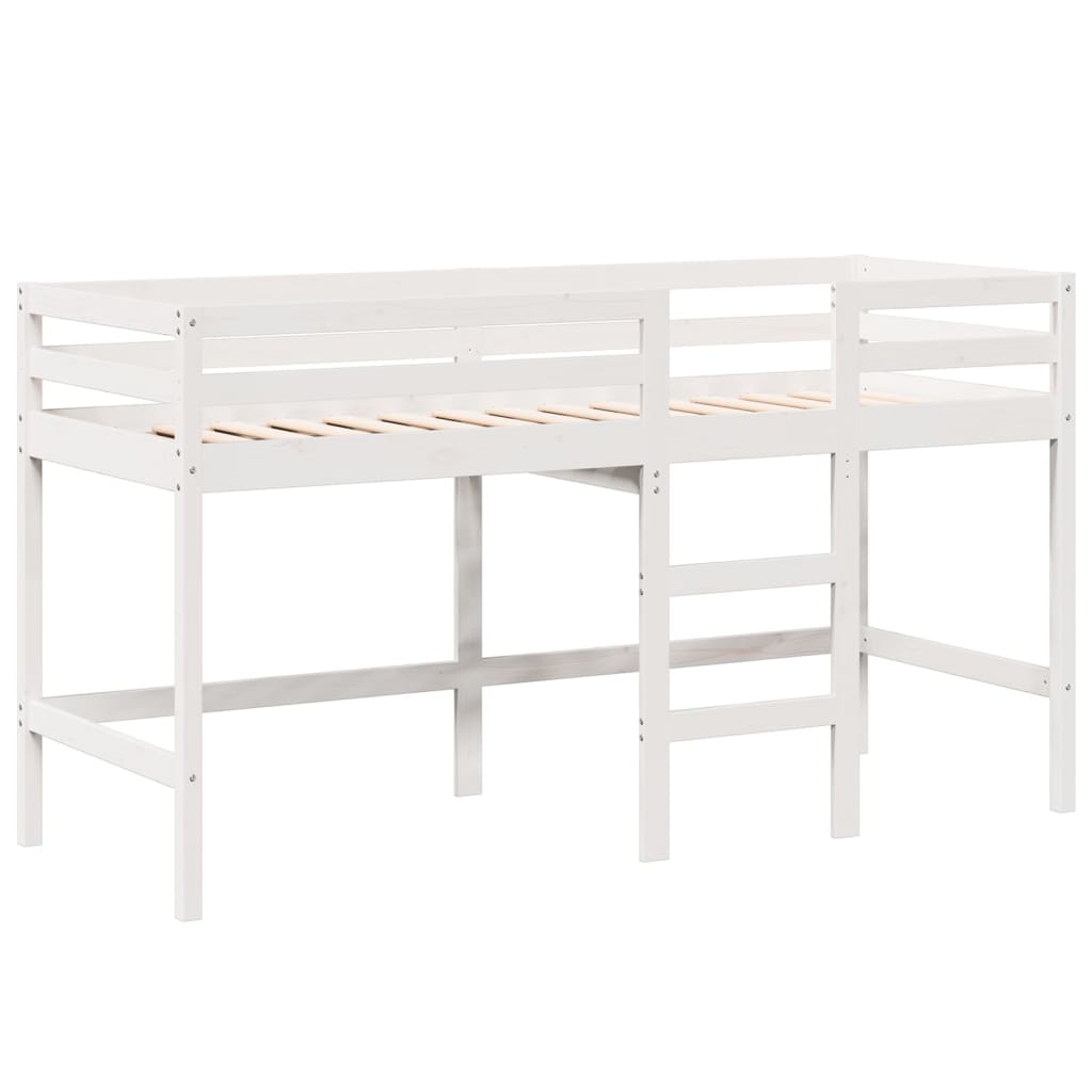 vidaXL Letto Soppalco con Scala e Tetto Bianco 80x200 cm Massello Pino