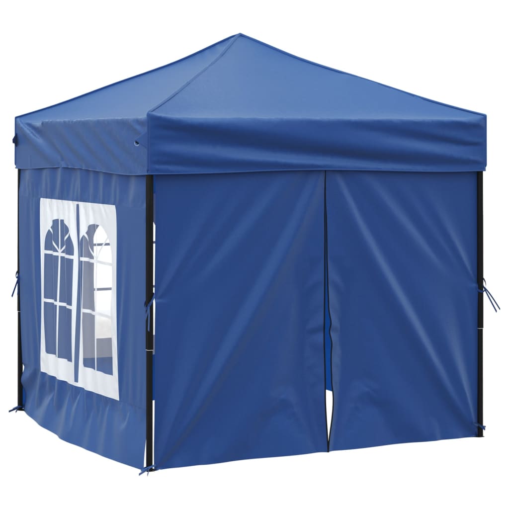 vidaXL Tenda per Feste Pieghevole con Pareti Laterali Blu 2x2 m