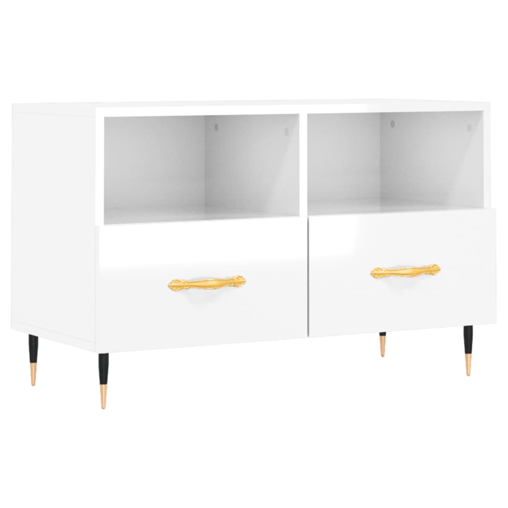 vidaXL Mobile Porta TV Bianco Lucido 80x36x50 cm in Legno Multistrato