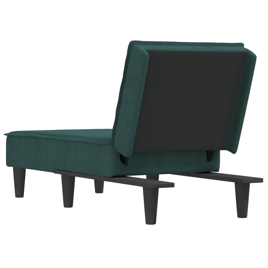 vidaXL Chaise Longue in Velluto Verde Scuro