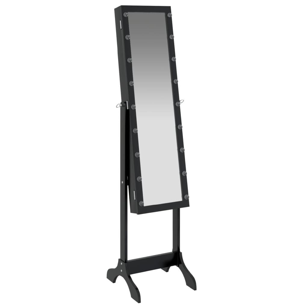 vidaXL Specchio Autoportante con LED Nero 34x37x146 cm