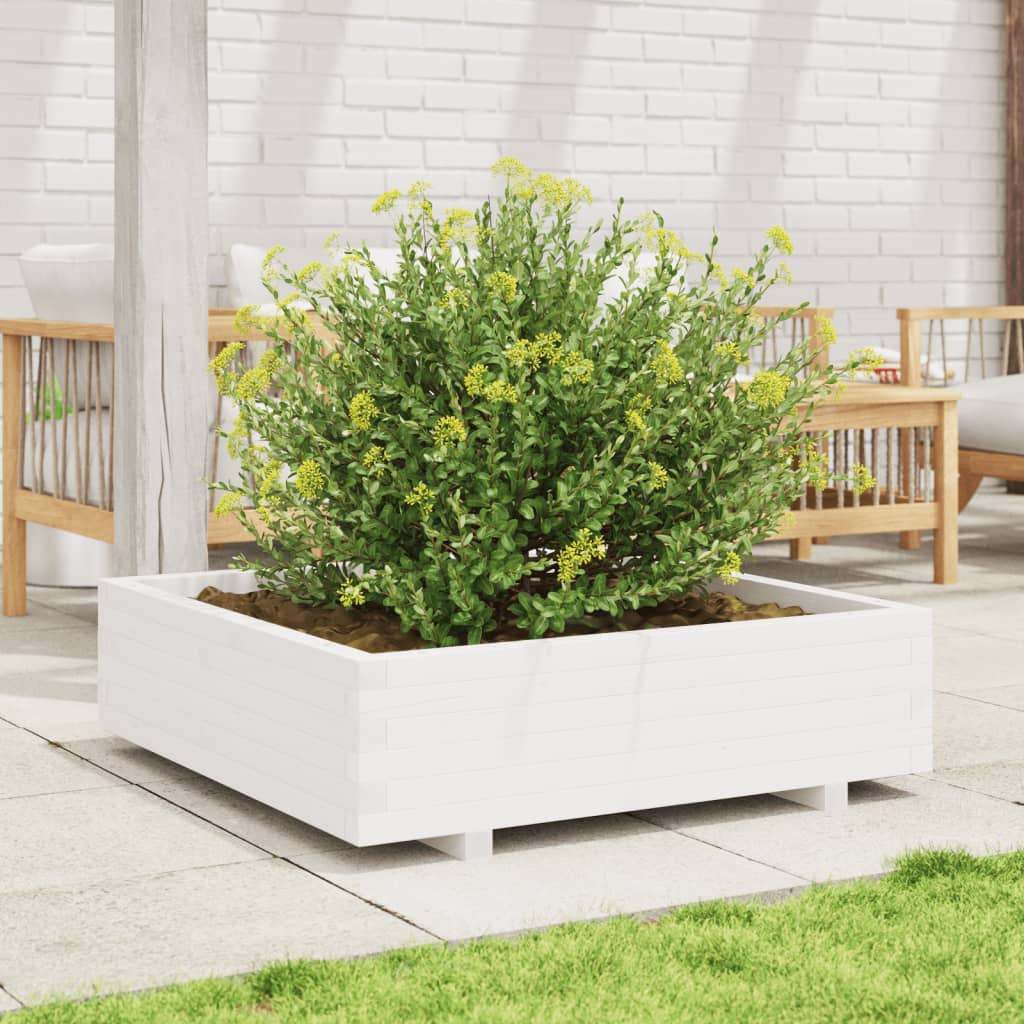 vidaXL Fioriera da Giardino Bianca 90x90x26,5cm Legno Massello di Pino