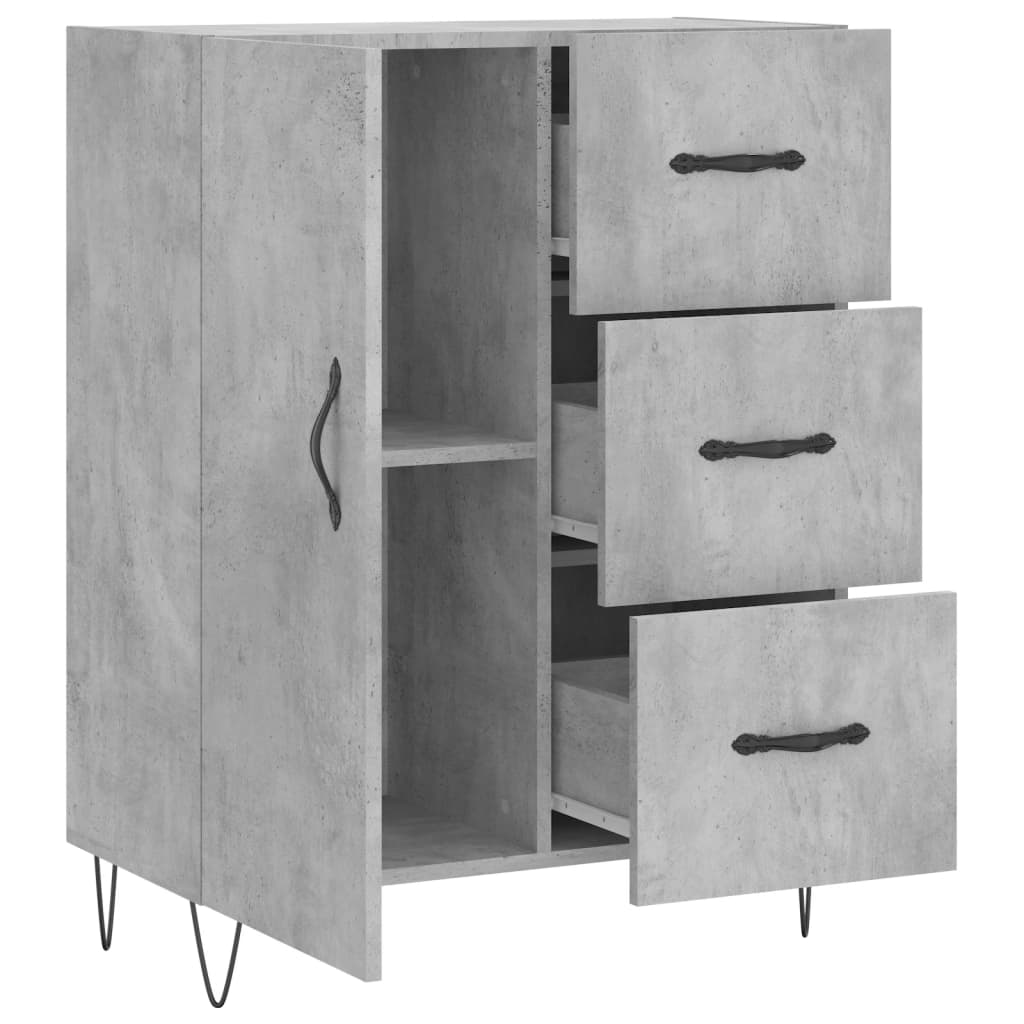 vidaXL Credenza Grigio Cemento 69,5x34x90 cm in Legno Multistrato