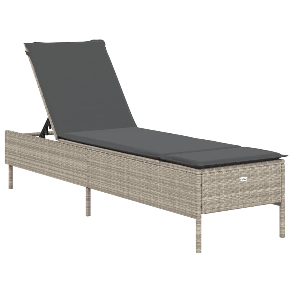 vidaXL Set Lettini Prendisole con Cuscini 3pz Grigio Chiaro Polyrattan