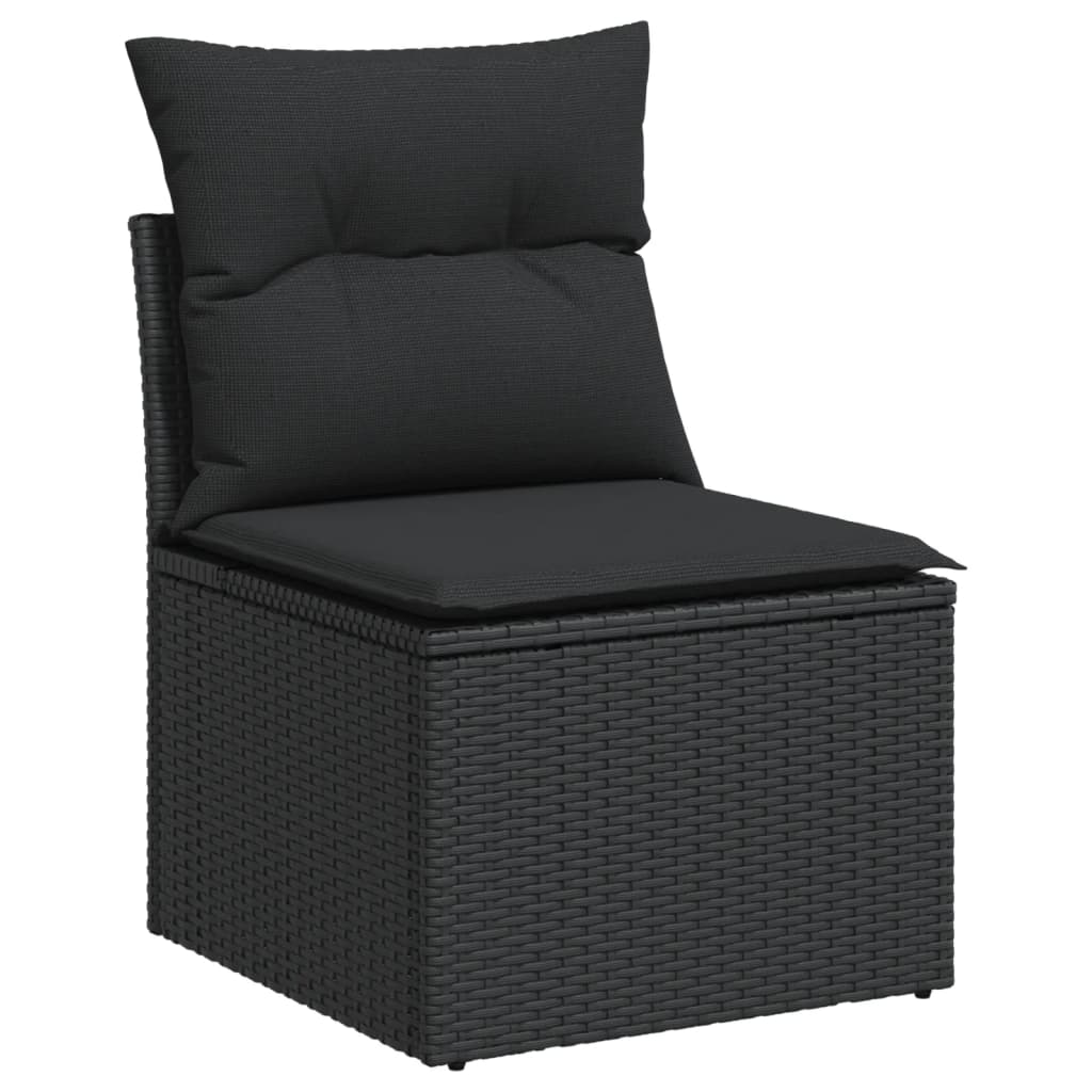 vidaXL Set Divani da Giardino con Cuscini 8 pz Nero in Polyrattan