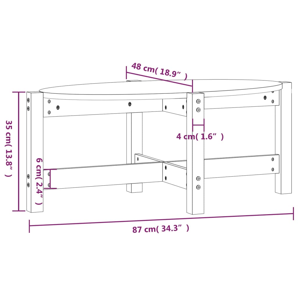 vidaXL Tavolino da Salotto Ambra 87x48x35 cm in Legno Massello di Pino