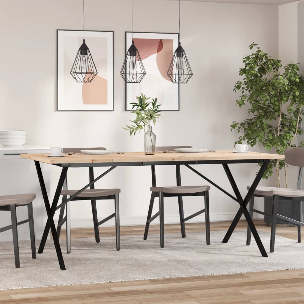 vidaXL Tavolo da Pranzo Telaio a X 180x90x75,5 cm Legno Pino e Acciaio