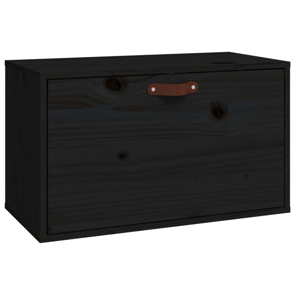 vidaXL Pensile Nero 60x30x35 cm in Legno Massello di Pino