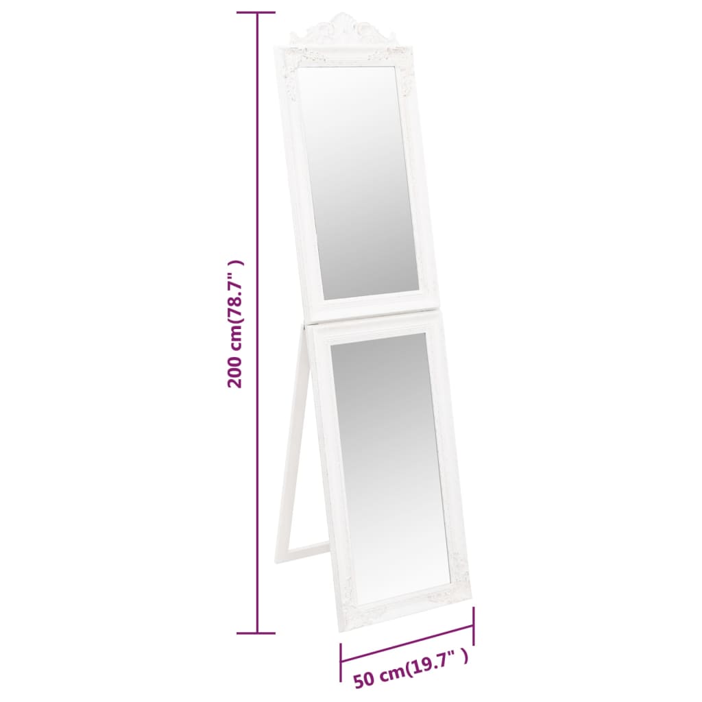 vidaXL Specchio Autoportante Bianco 50x200 cm