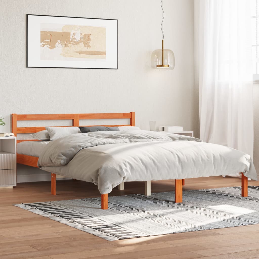 vidaXL Letto senza Materasso Marrone Cera 135x190 cm in Legno di Pino