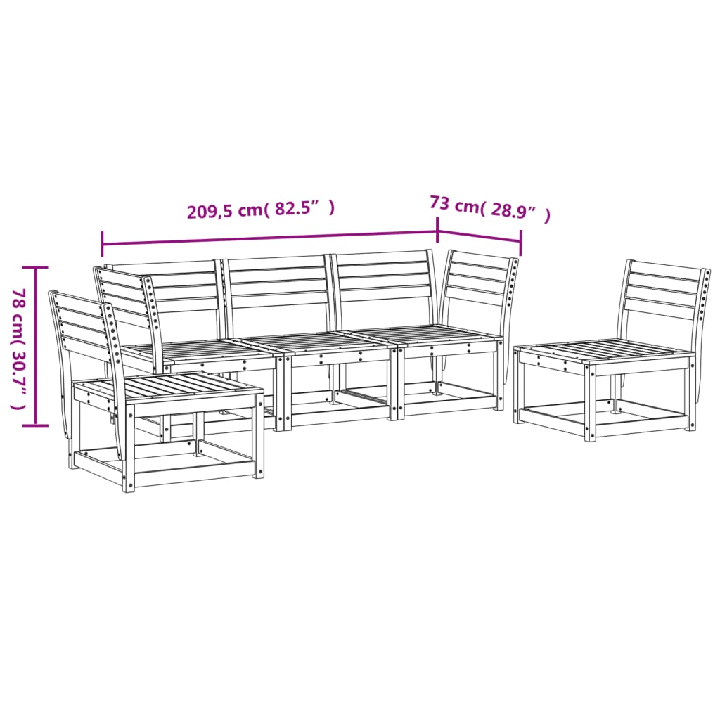 vidaXL Set Divani da Giardino 5 pz in Legno Impregnato di Pino