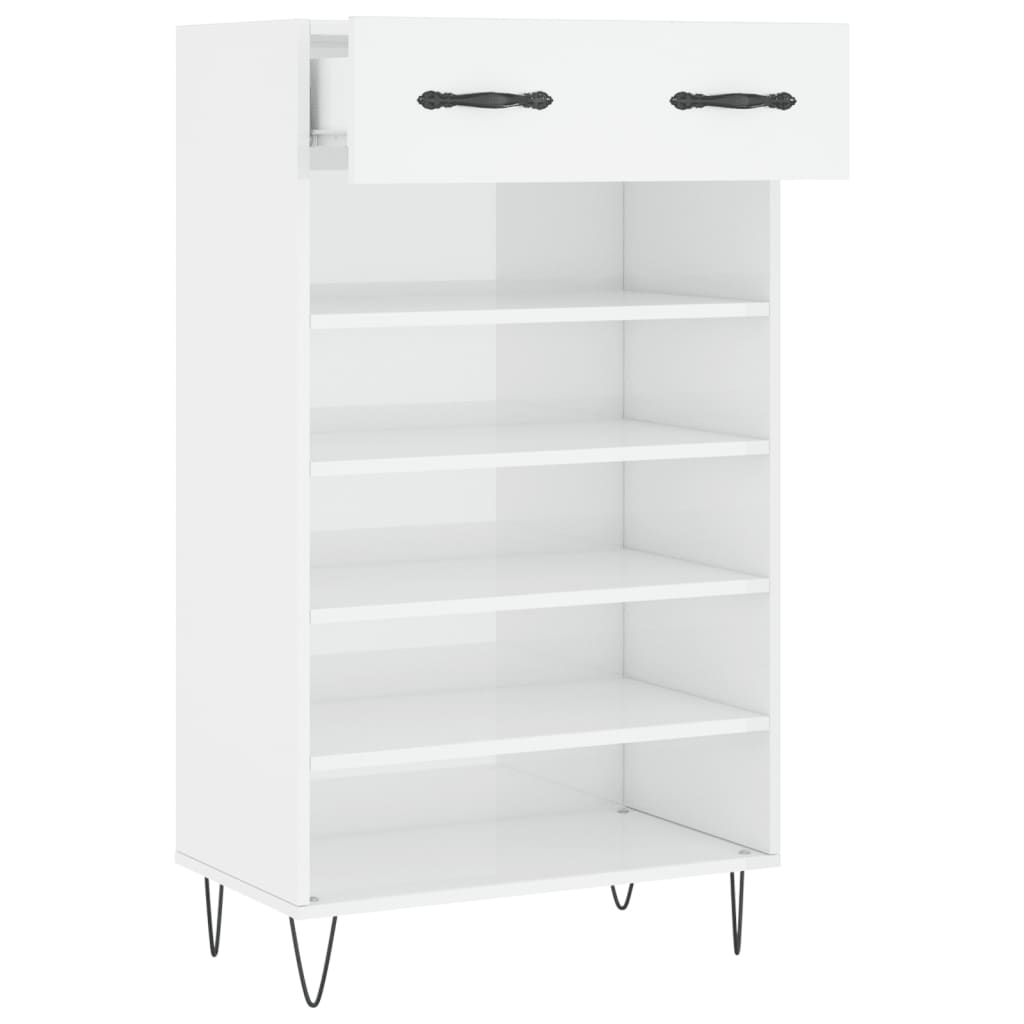 vidaXL Scarpiera Bianco Lucido 60x35x105 cm in Legno Multistrato