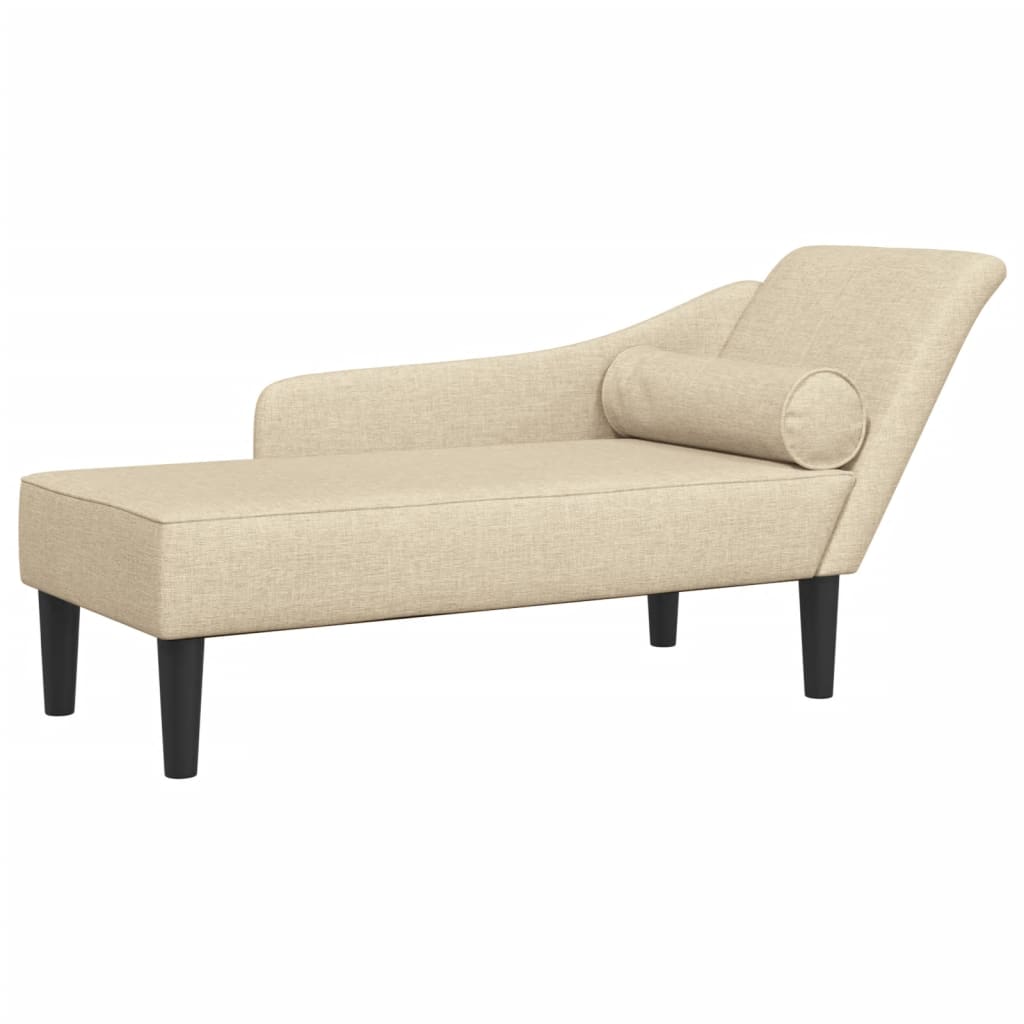 vidaXL Chaise Longue con Cuscini Crema in Tessuto