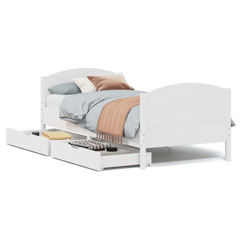 vidaXL Letto senza Materasso Bianco 90x200 cm Legno Massello di Pino