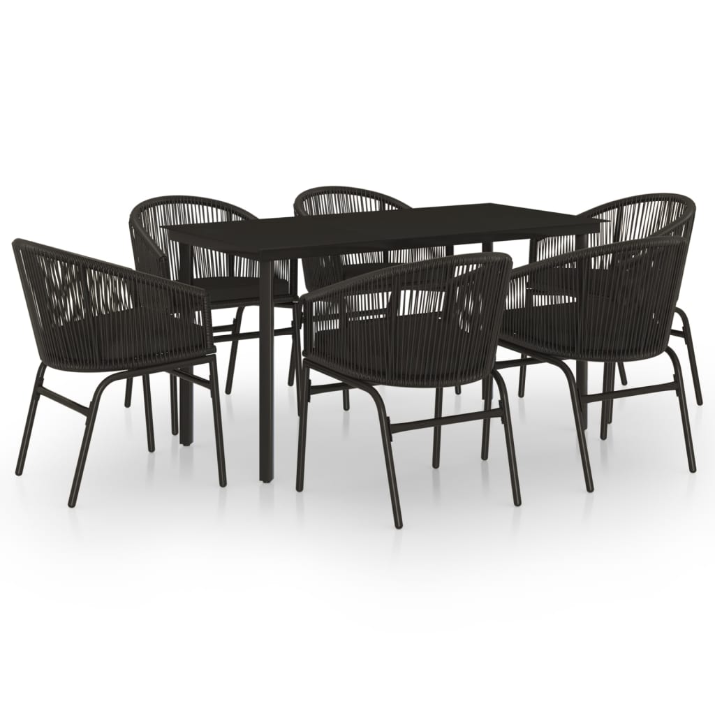 vidaXL Set Mobili da Pranzo per Giardino 7 pz Nero