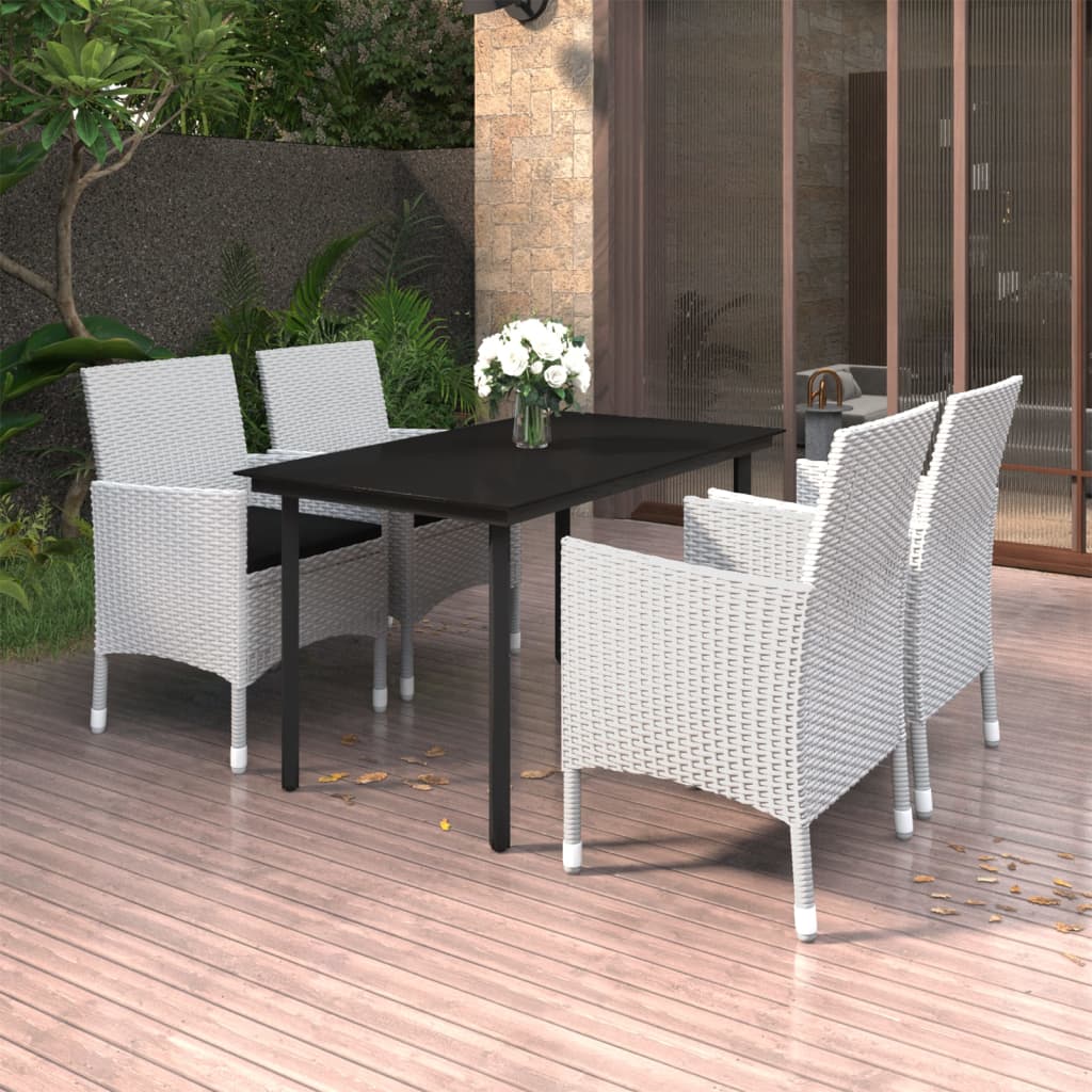 vidaXL Set da Pranzo da Giardino 5 pz con Cuscini Polyrattan e Vetro