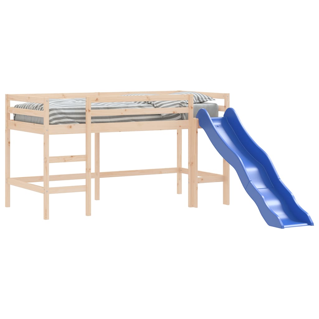 vidaXL Letto Soppalco con Scivolo Bambini 90x200cm Legno Massello Pino