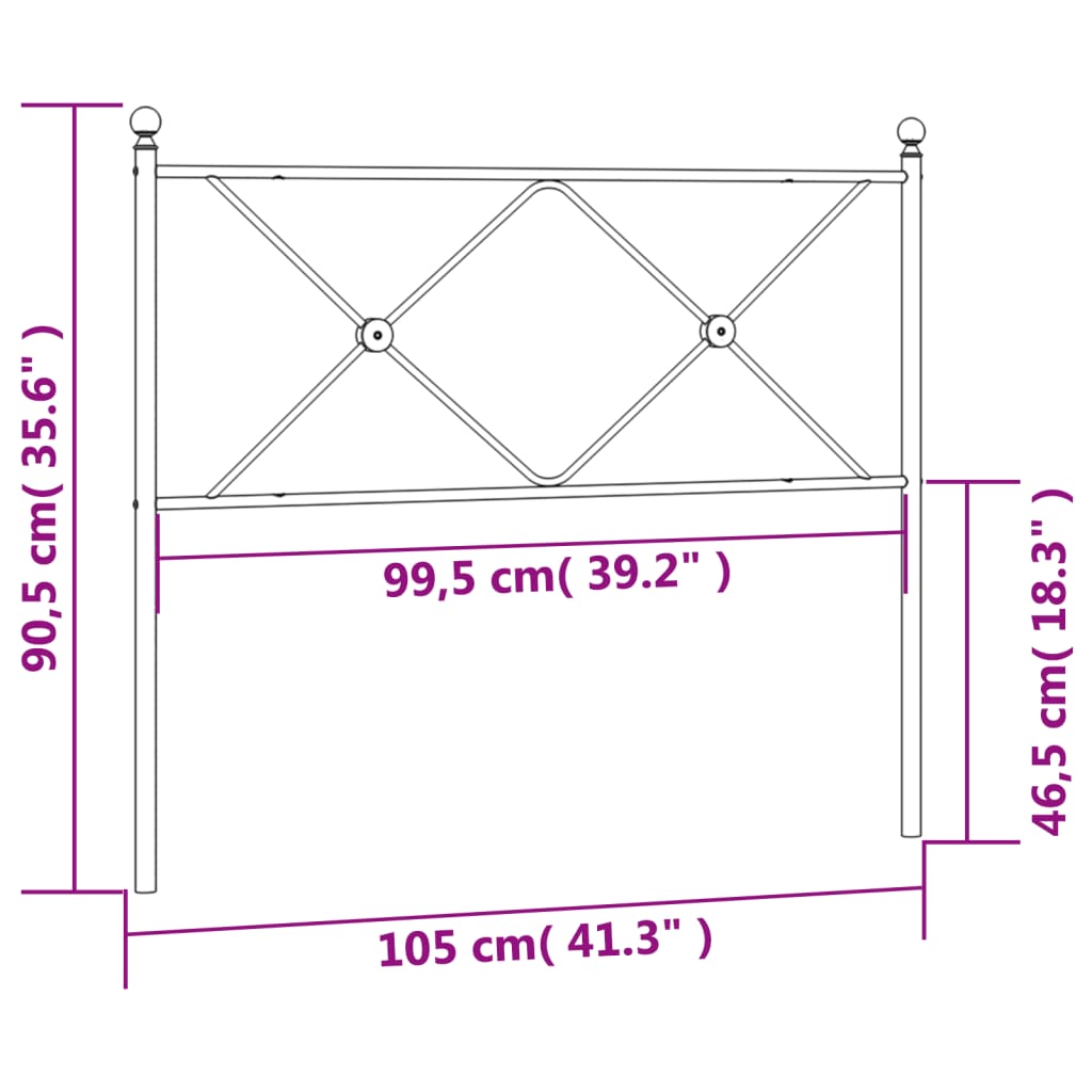 vidaXL Testiera in Metallo Nero 100 cm