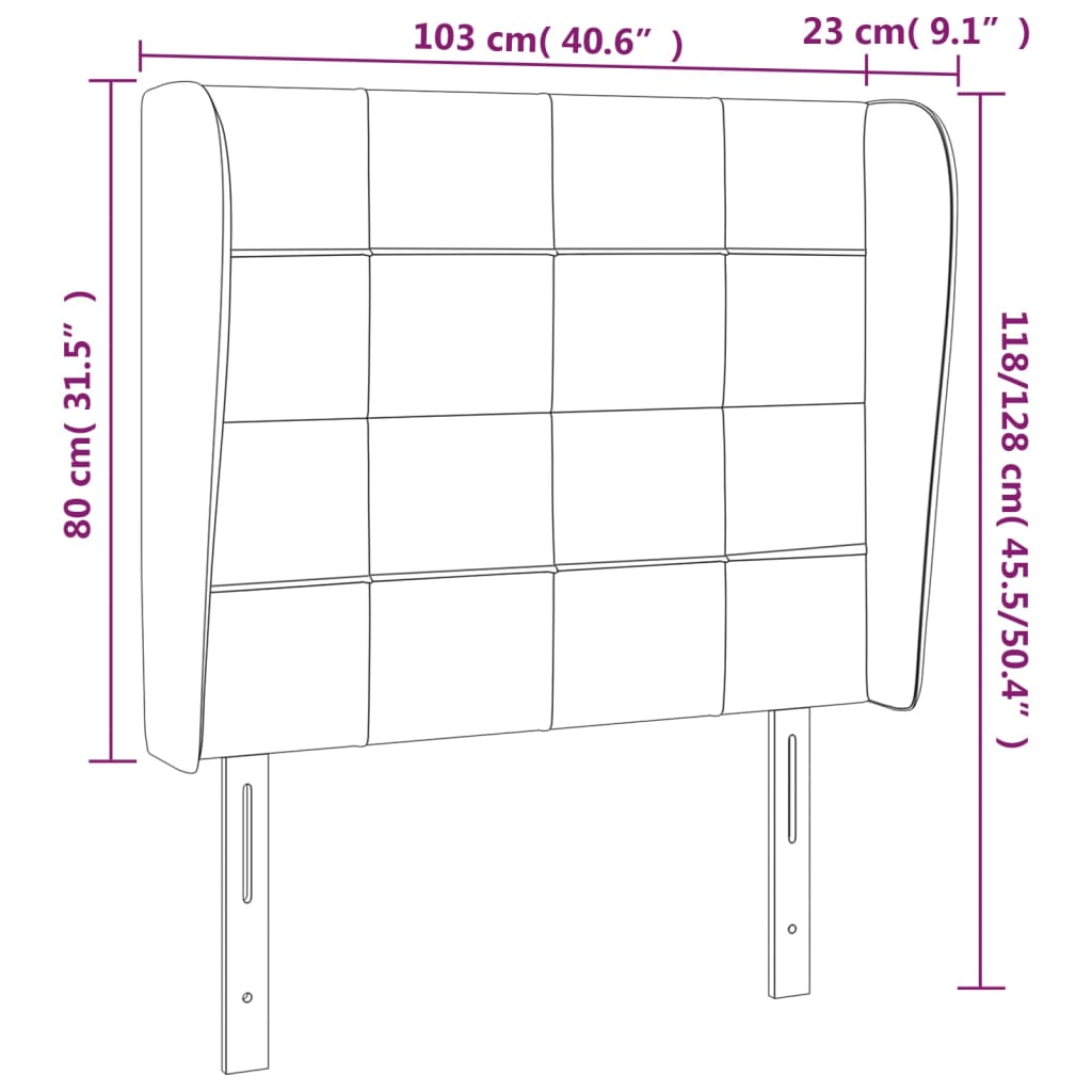 vidaXL Testiera ad Orecchio GrigioScuro 103 x 23 x 118/128cm inTessuto