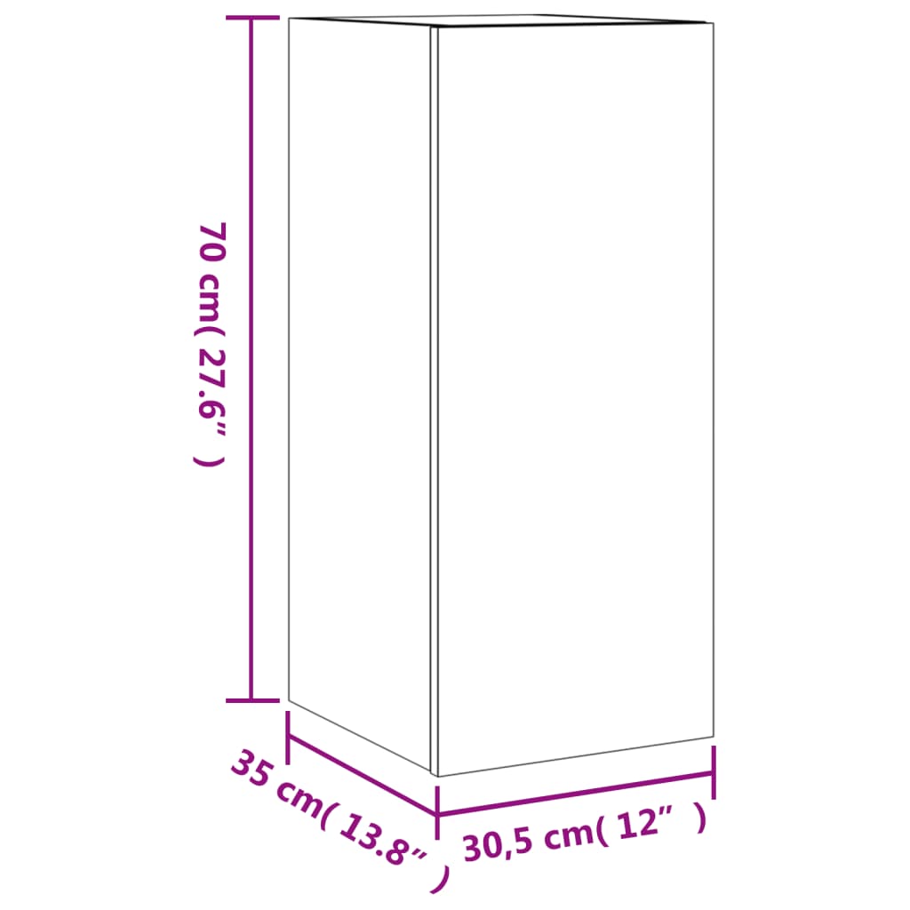 vidaXL Mobile TV a Parete con Luci LED Nero 30,5x35x70 cm