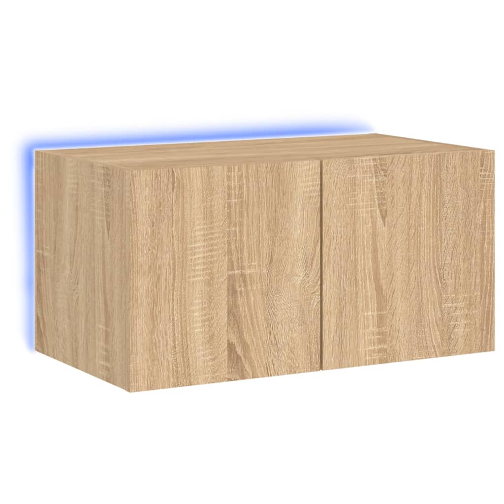 vidaXL Mobile TV a Parete con Luci LED Rovere Sonoma 60x35x31 cm