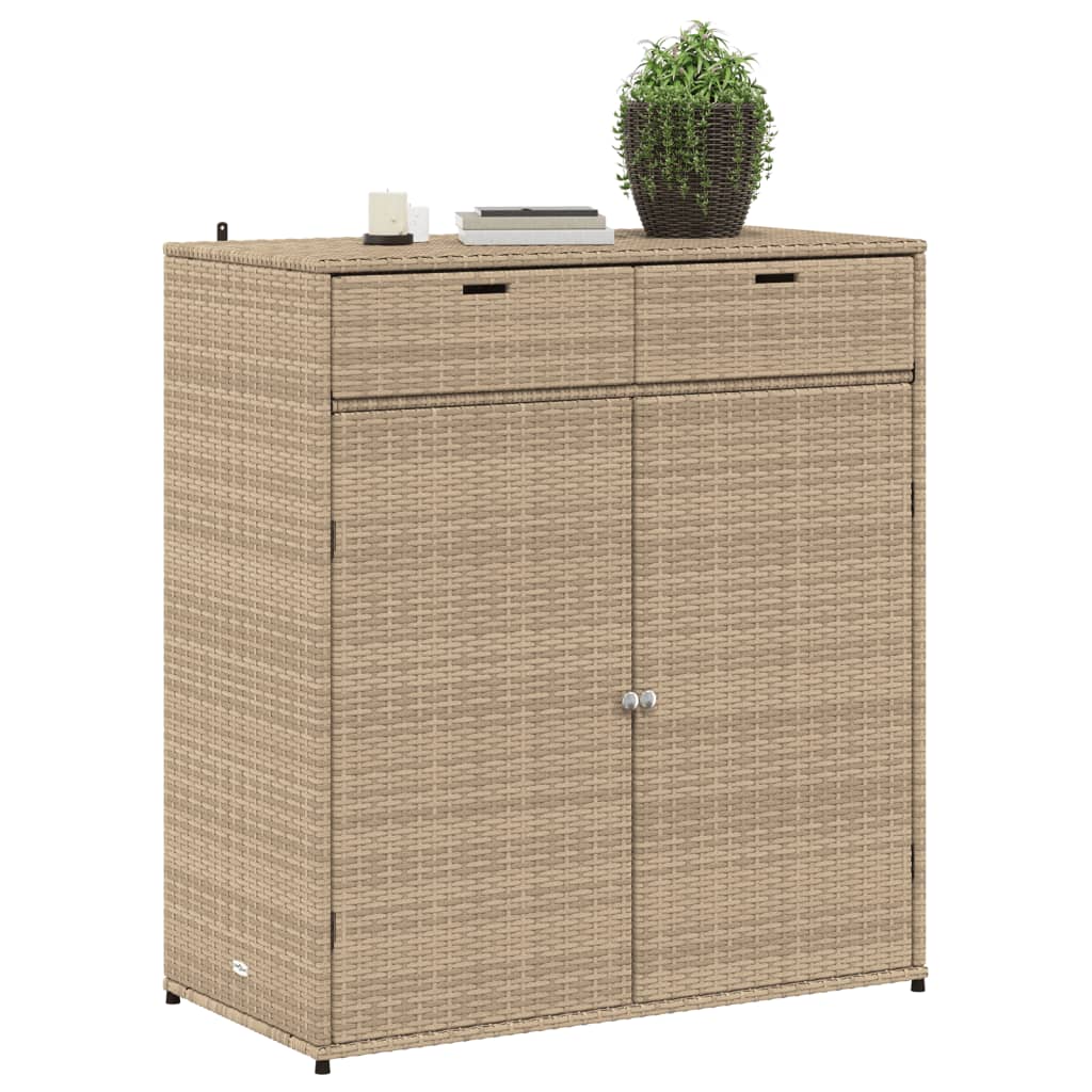 vidaXL Armadietto Portaoggetti Giardino Beige 105x55x113cm Polyrattan