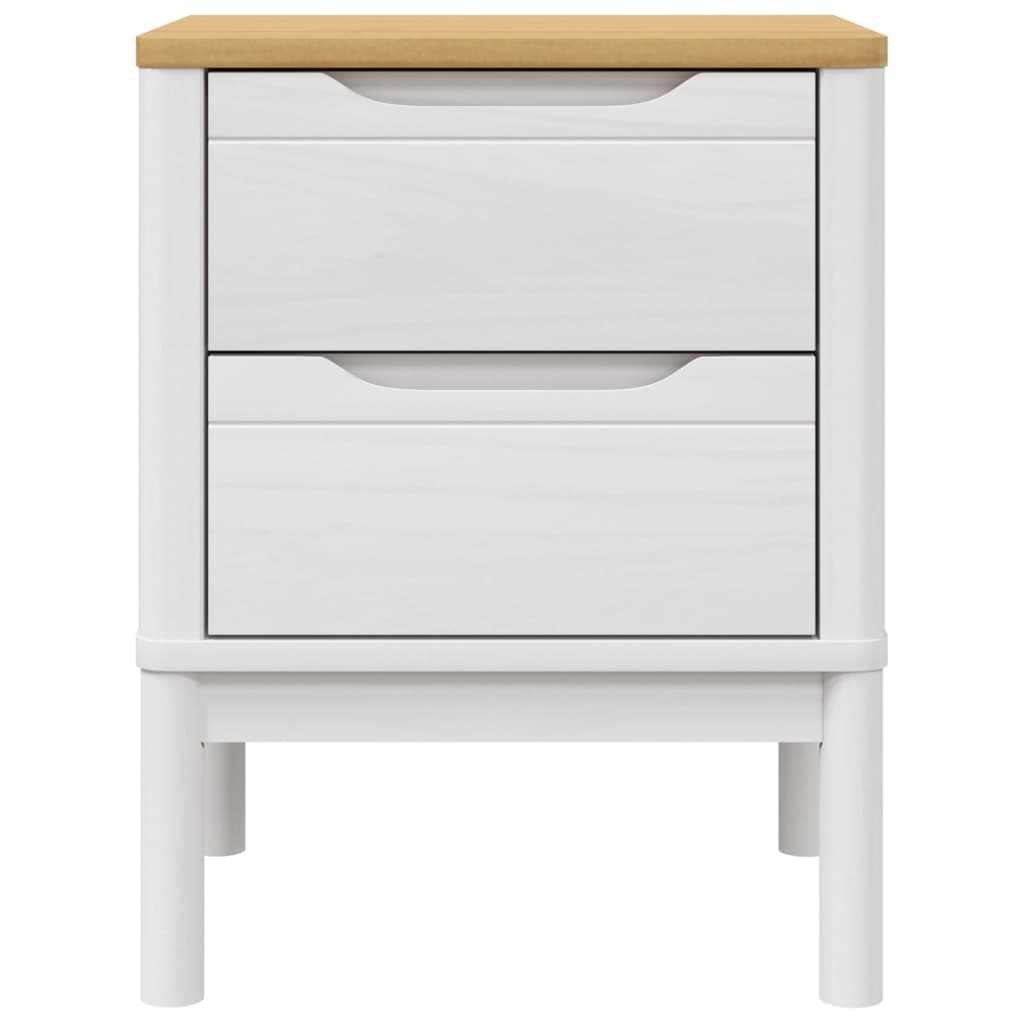 vidaXL Comodino FLORO Bianco 45x39x57 cm in Legno Massello di Pino