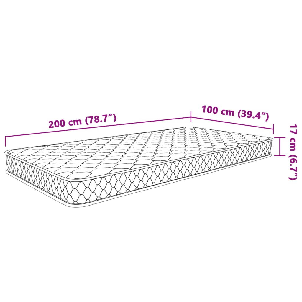 vidaXL Materasso Viscoelastico Bianco 100x200x17 cm