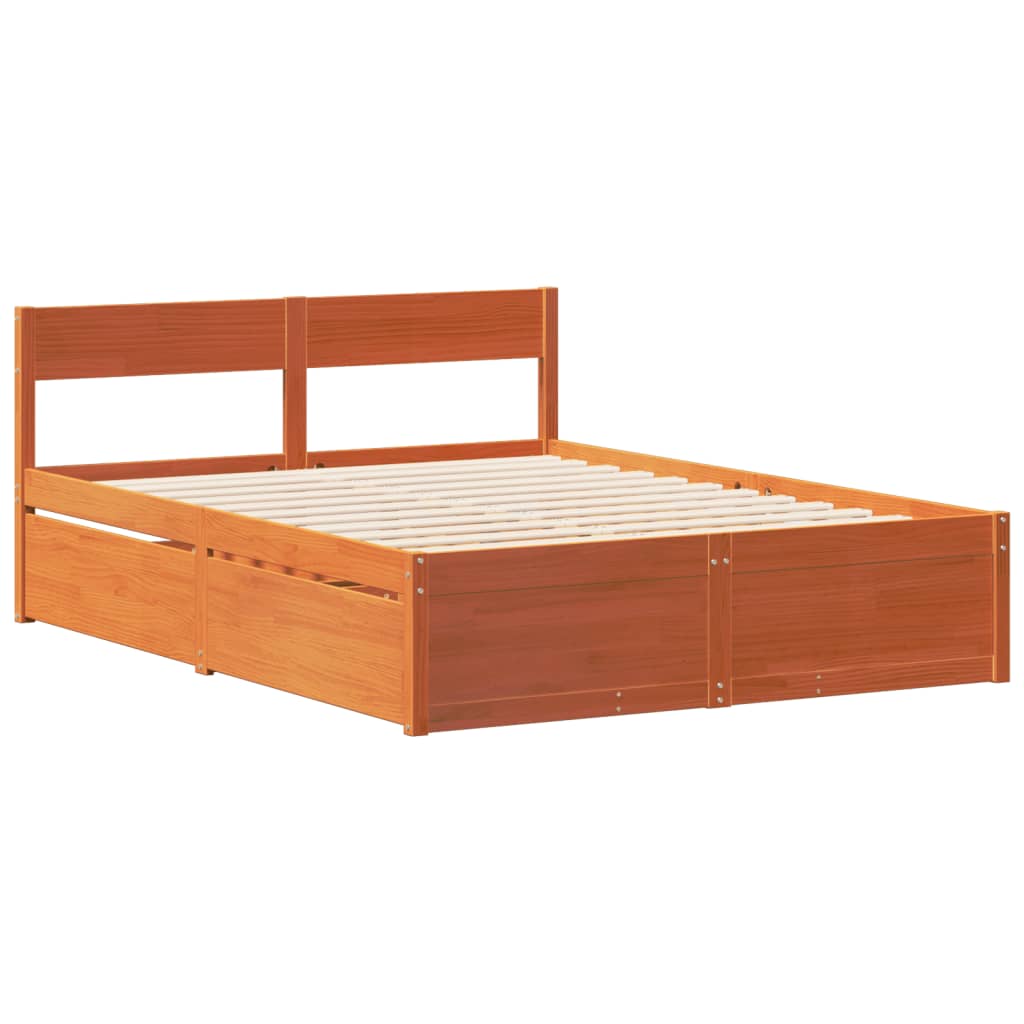 vidaXL Letto senza Materasso Marrone Cera 140x190 cm in Legno di Pino