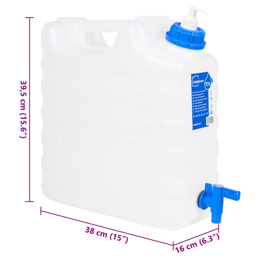 vidaXL Contenitore Acqua Rubinetto e Dispenser Sapone 15 L in Plastica