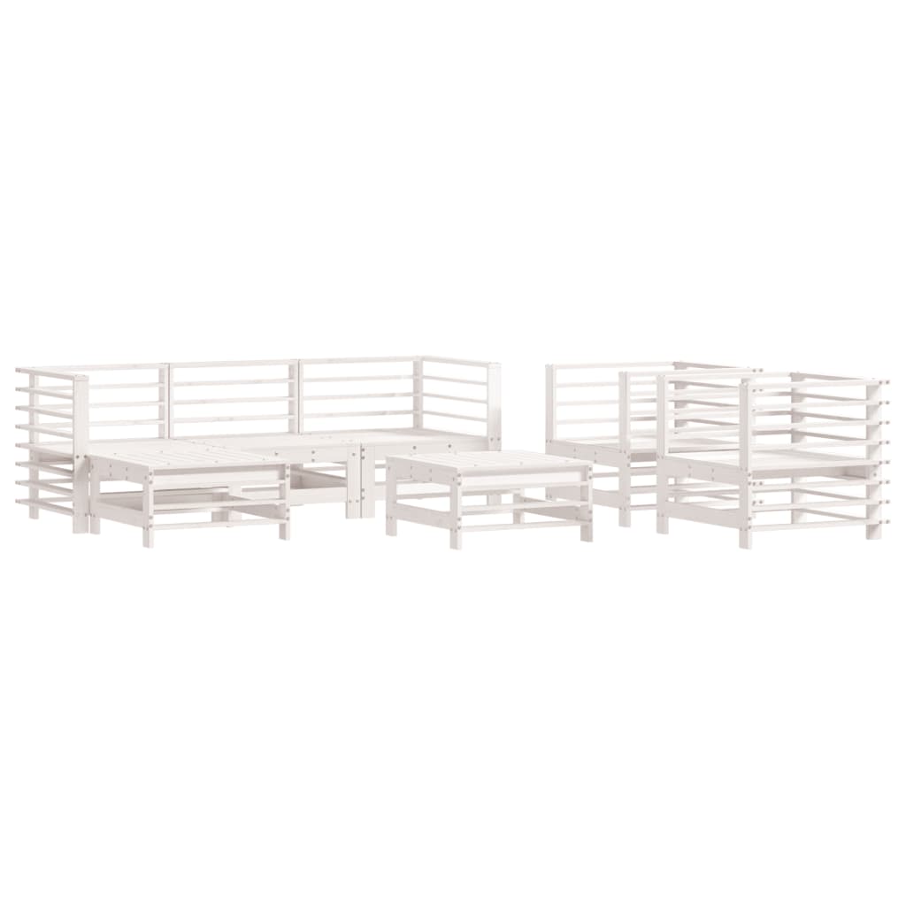 vidaXL Set Salotto da Giardino 7 pz Bianco in Legno Massello di Pino