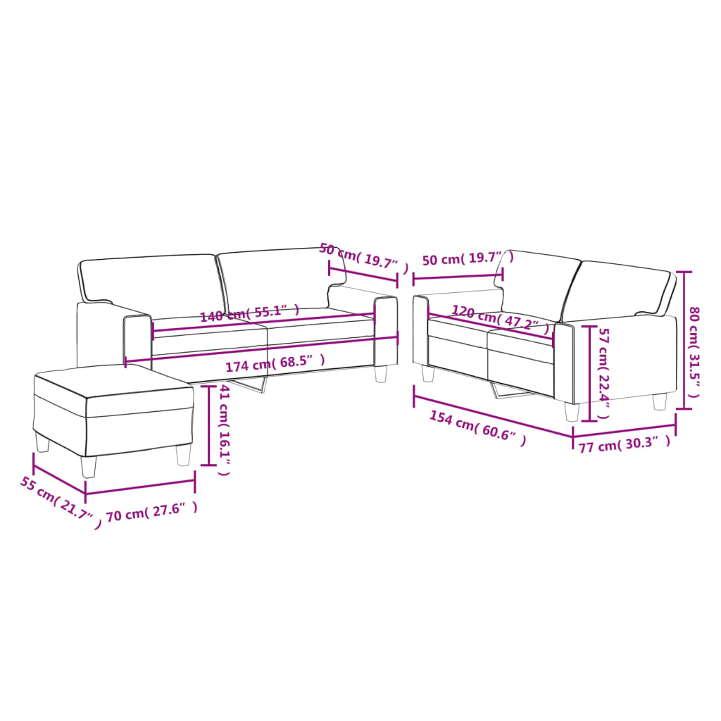 vidaXL Set di Divani 3 pz Grigio in Similpelle