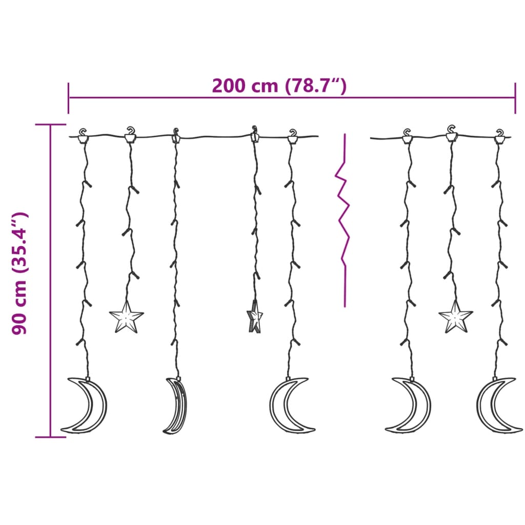 vidaXL Luci Fatate Stella e Luna con Telecomando 138 LED Blu