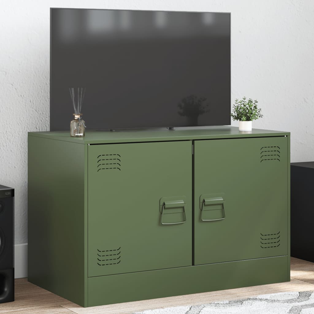 vidaXL Mobile TV Verde Oliva 67x39x44 cm in Acciaio