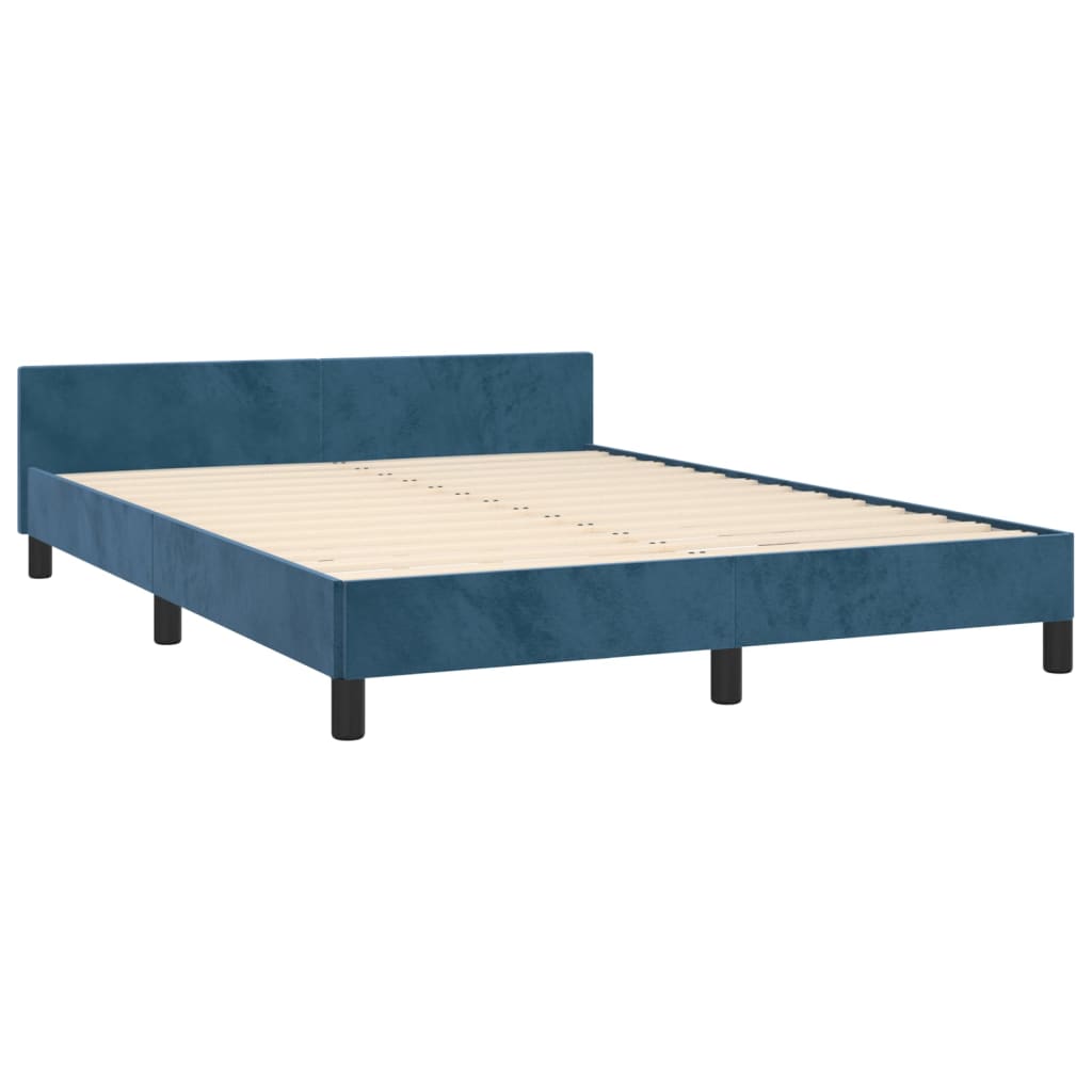 vidaXL Giroletto senza Materasso Blu Scuro 140x190 cm in Velluto