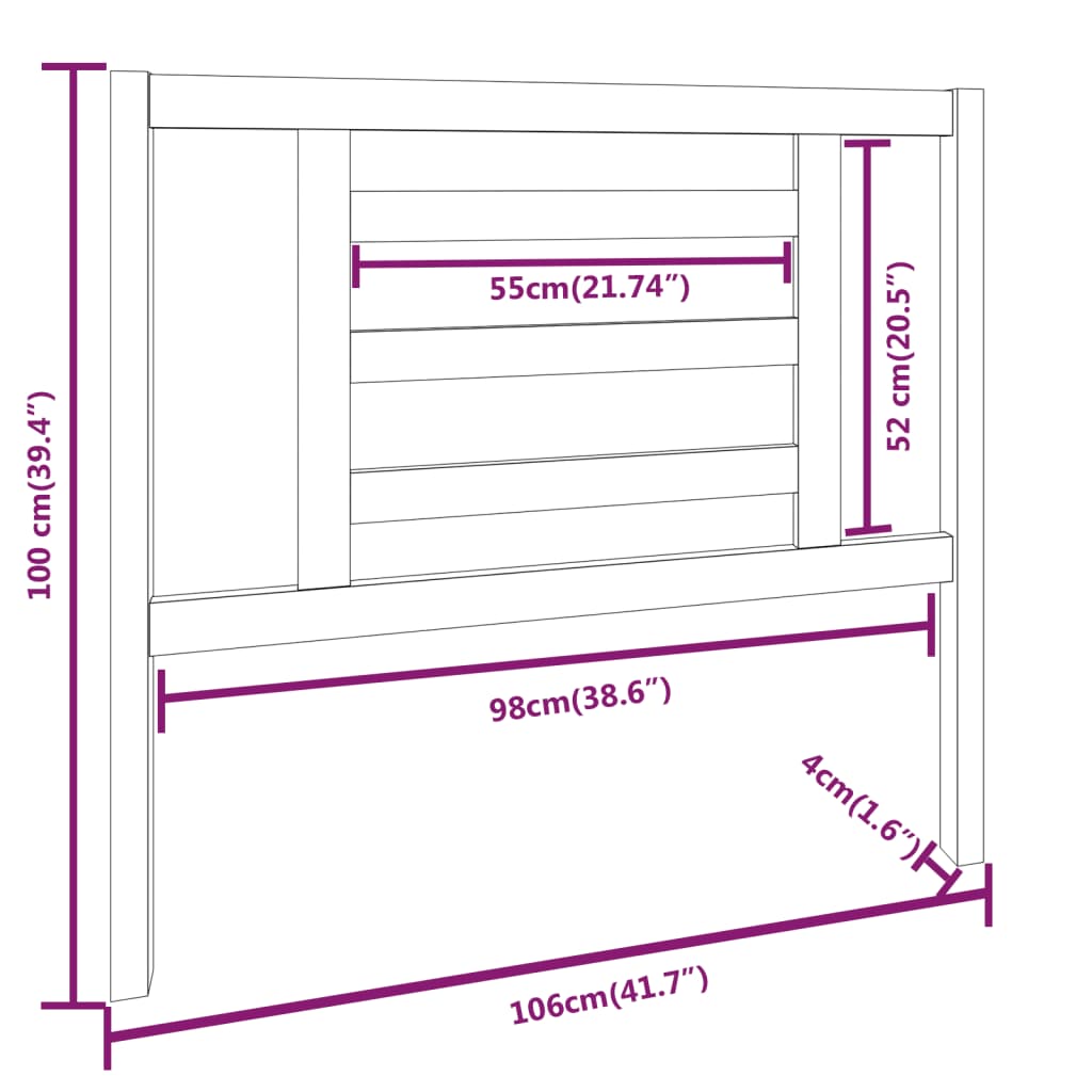 vidaXL Testiera per Letto 106x4x100 cm in Legno Massello di Pino