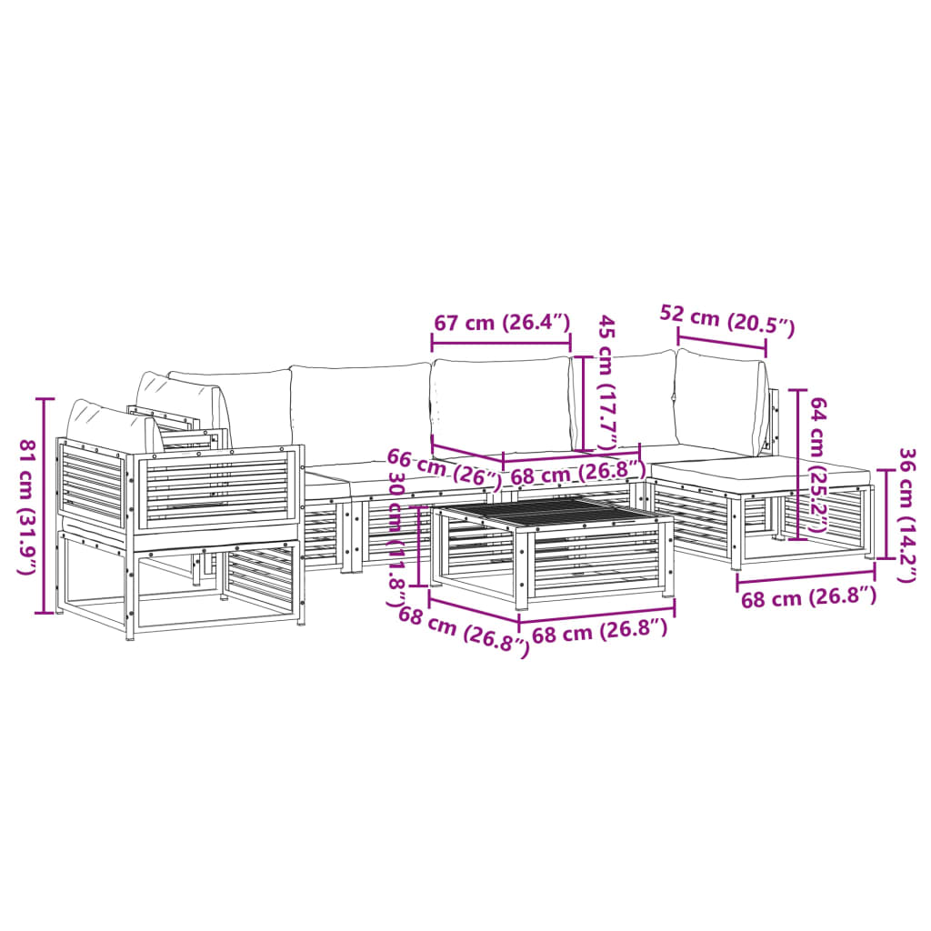 vidaXL Set Divano da Giardino 7 pz con Cuscini Legno Massello Acacia