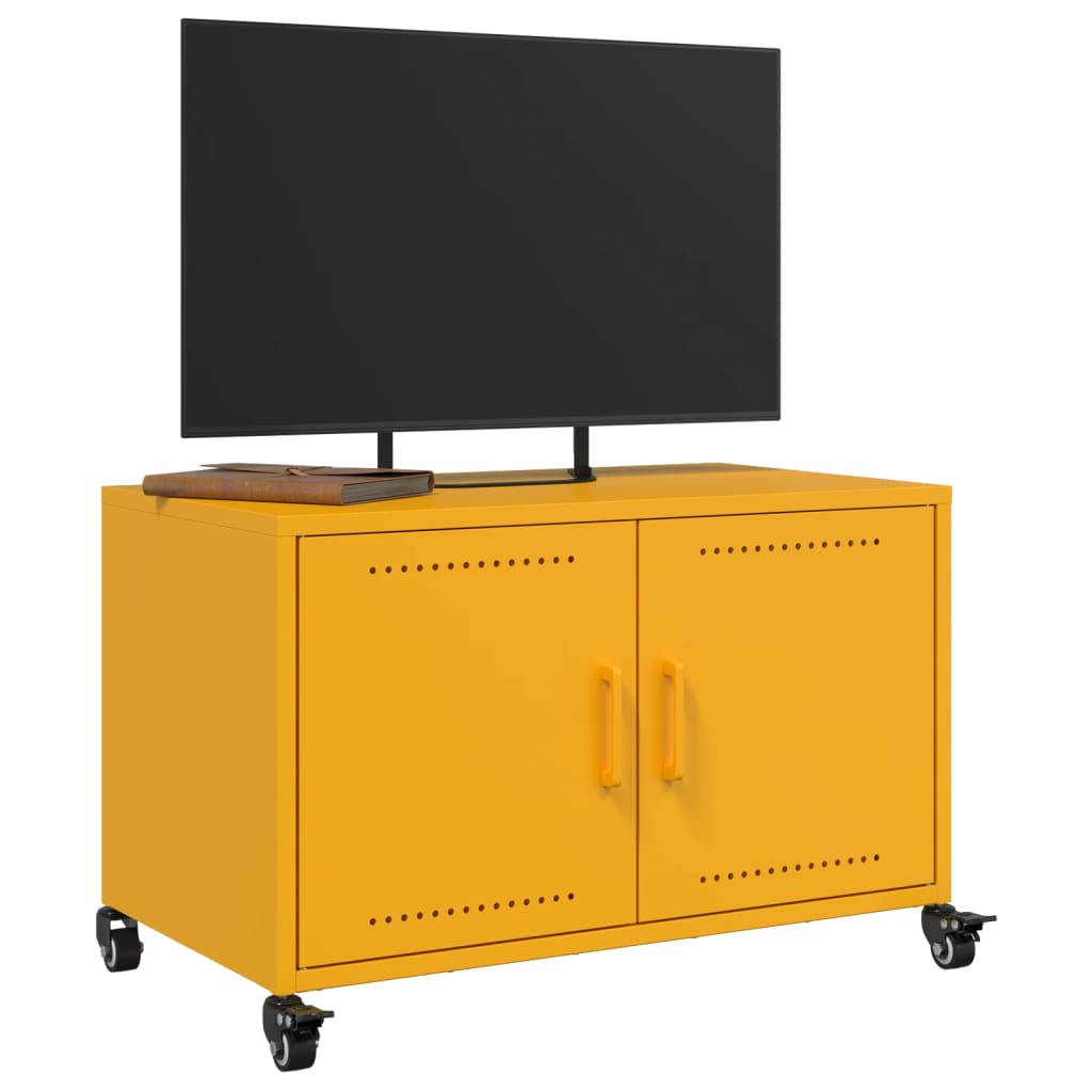 vidaXL Mobile TV Giallo Senape 68x39x43,5 cm in Acciaio