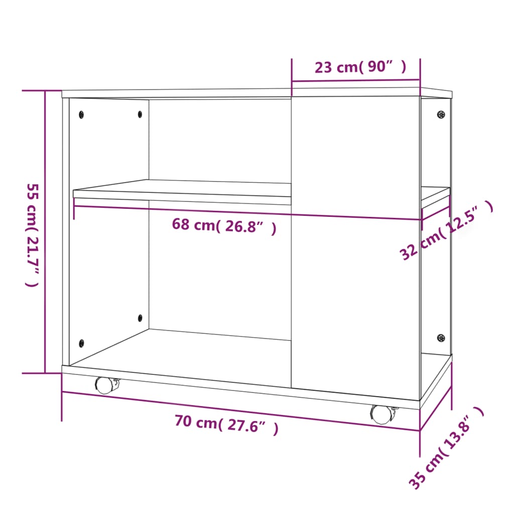 vidaXL Tavolino da Salotto Rovere Marrone 70x35x55cm Legno Multistrato