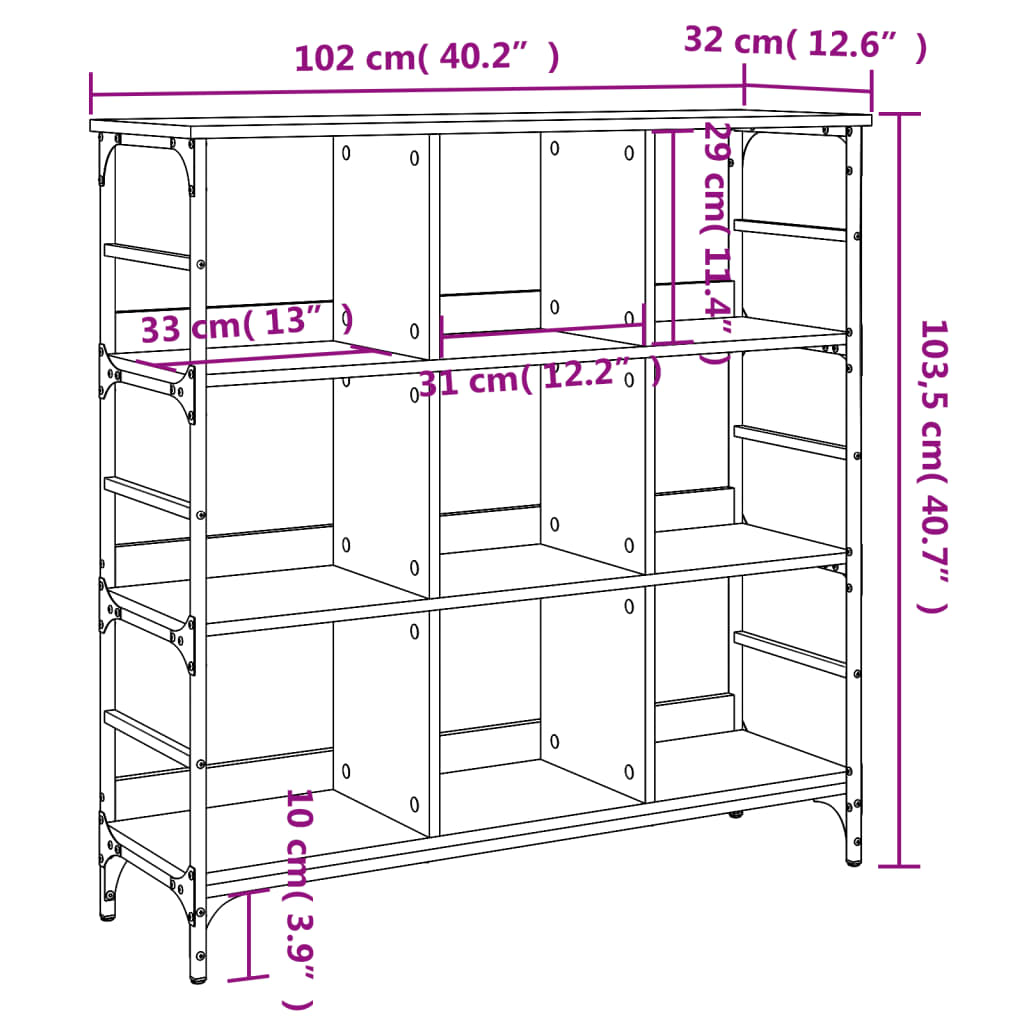 vidaXL Credenza Grigio Sonoma 102x32x103,5 cm in Legno Multistrato