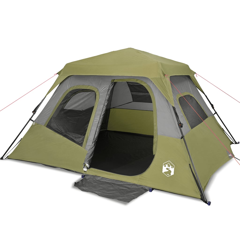 vidaXL Tenda Campeggio 6 Persone Verde Rilascio Rapido Impermeabile