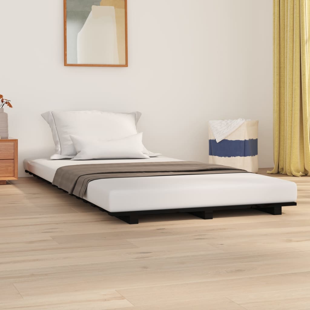 vidaXL Giroletto Nero 100x200 cm in Legno Massello di Pino