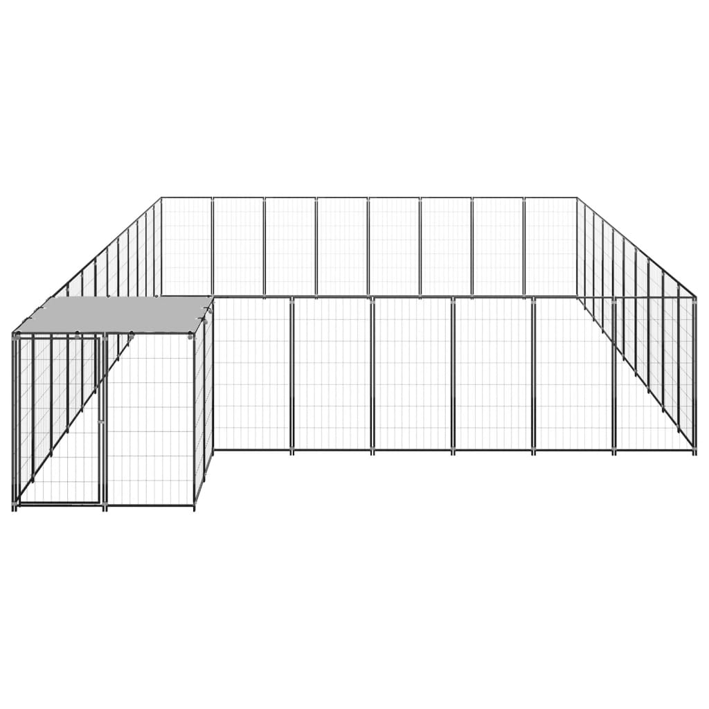 vidaXL Gabbia per Cani Nera 25,41 m² in Acciaio