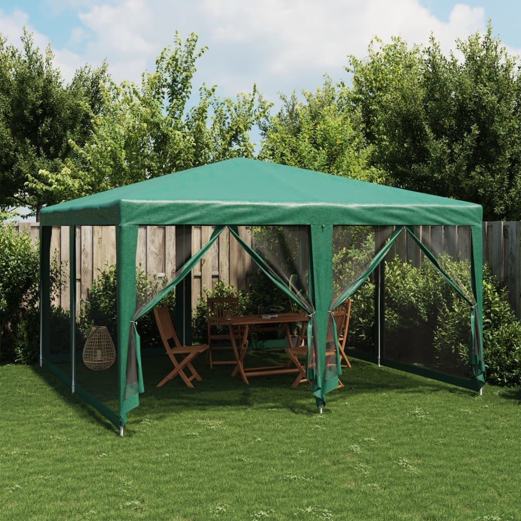 vidaXL Tenda per Feste con 8 Pareti Laterali in Rete Verde 4x4 m HDPE