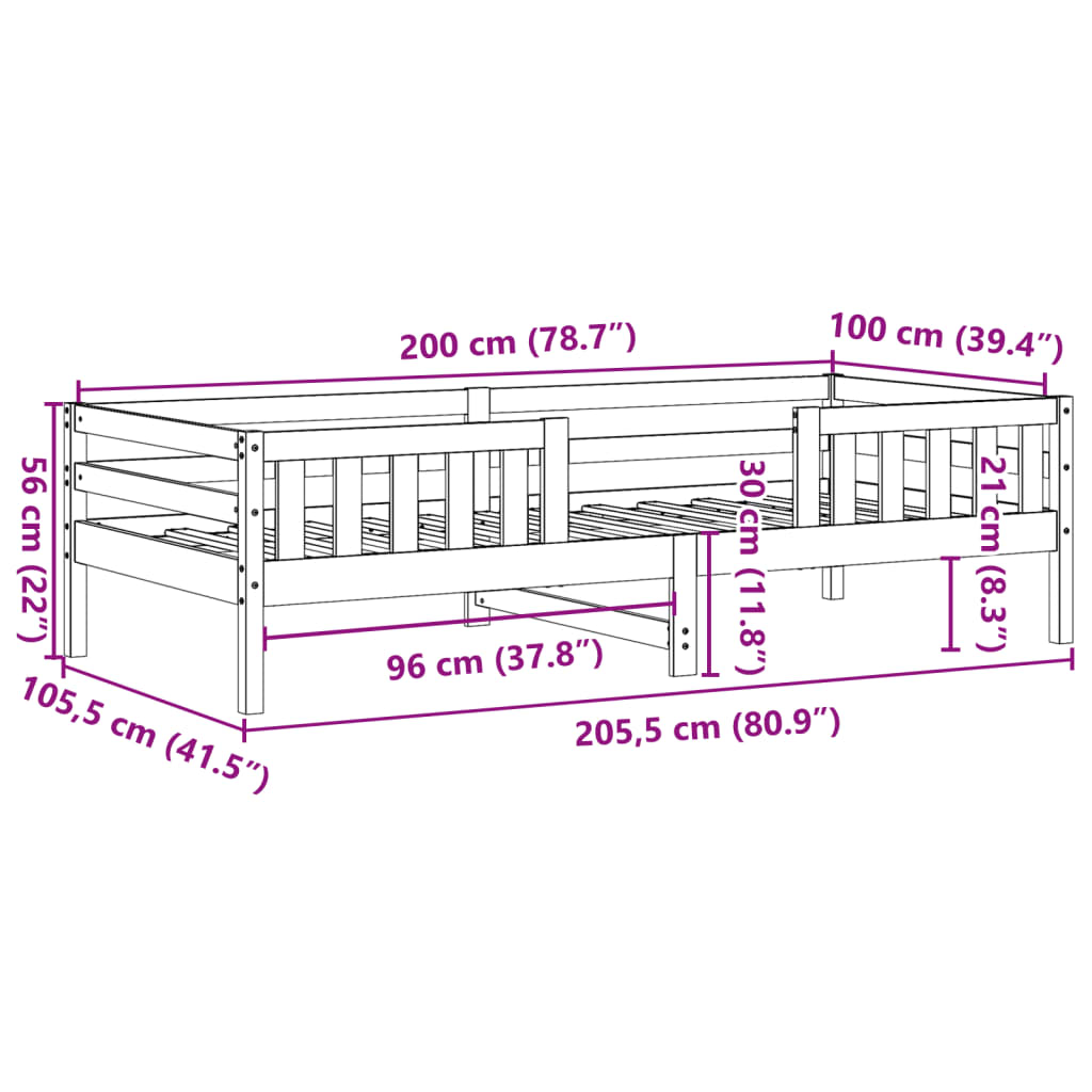 vidaXL Letto senza Materasso Marrone Cera 100x200 cm in Legno di Pino