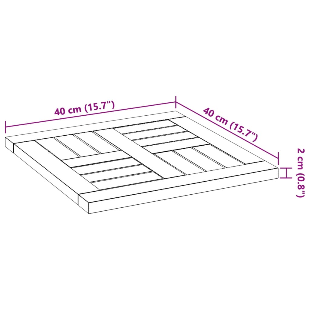 vidaXL Piano per Tavolo 40x40x2 cm Quadrato Legno Massello di Faggio